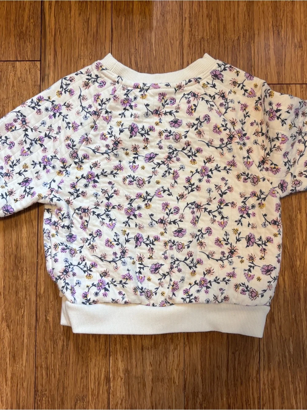 Old Navy Cream Floral Baby Top with Purple Accents